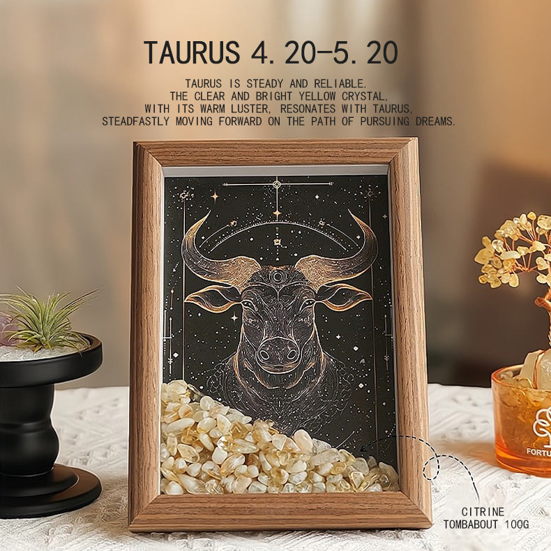 Natural Crystal Gravel Raw Stone Zodiac Lucky Frame, Purifies the Environment and Mind⭐⭐⭐⭐⭐ Over 10,000 satisfied customers