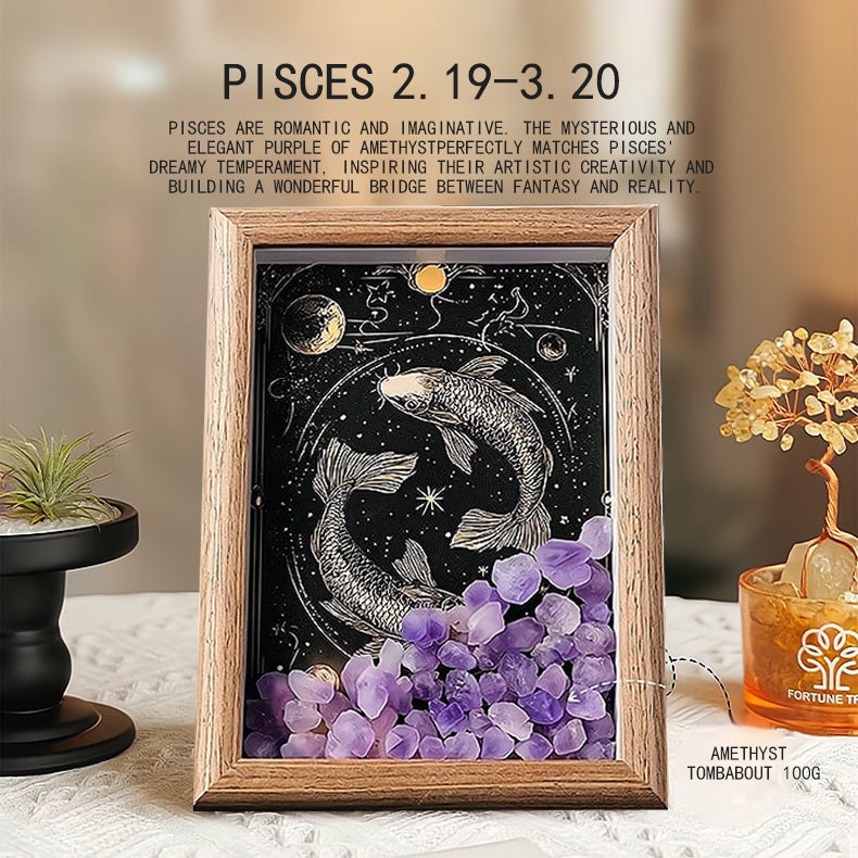 Natural Crystal Gravel Raw Stone Zodiac Lucky Frame, Purifies the Environment and Mind⭐⭐⭐⭐⭐ Over 10,000 satisfied customers