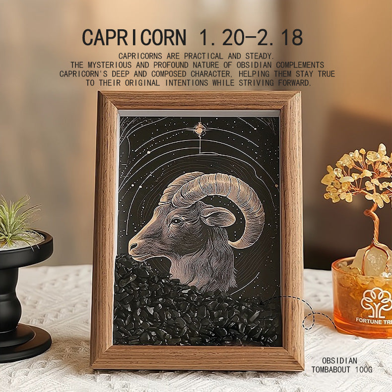 Natural Crystal Gravel Raw Stone Zodiac Lucky Frame, Purifies the Environment and Mind⭐⭐⭐⭐⭐ Over 10,000 satisfied customers