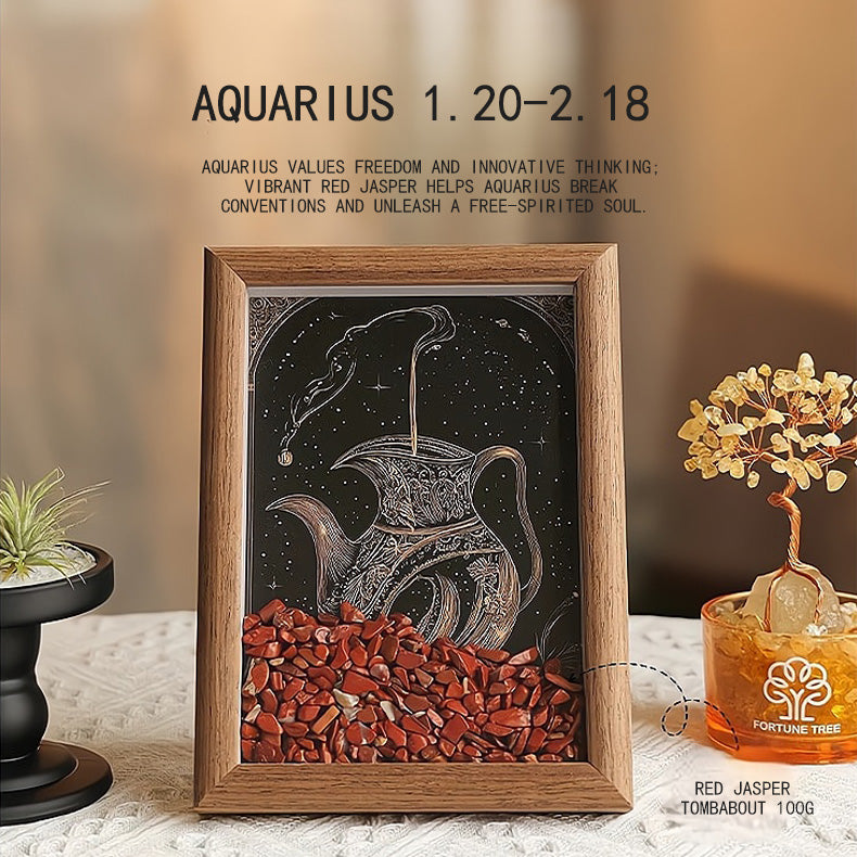 Natural Crystal Gravel Raw Stone Zodiac Lucky Frame, Purifies the Environment and Mind⭐⭐⭐⭐⭐ Over 10,000 satisfied customers