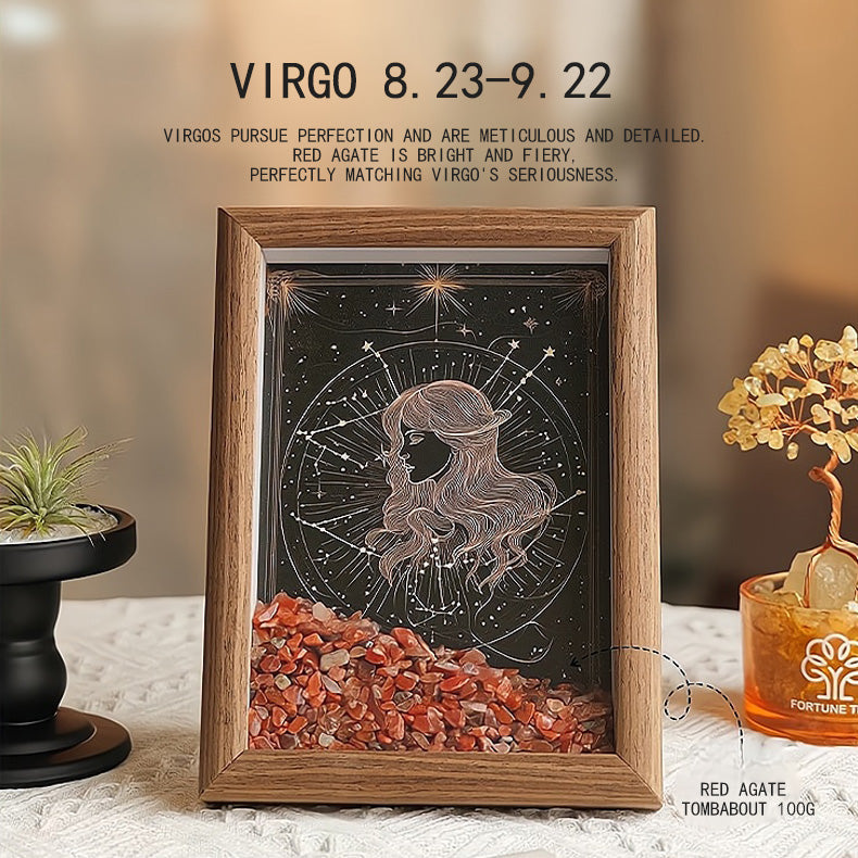 Natural Crystal Gravel Raw Stone Zodiac Lucky Frame, Purifies the Environment and Mind⭐⭐⭐⭐⭐ Over 10,000 satisfied customers